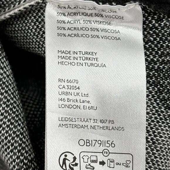 Anthropologie Maeve Black White Striped Pullover Blue Trim Sweater - Picture 10 of 11